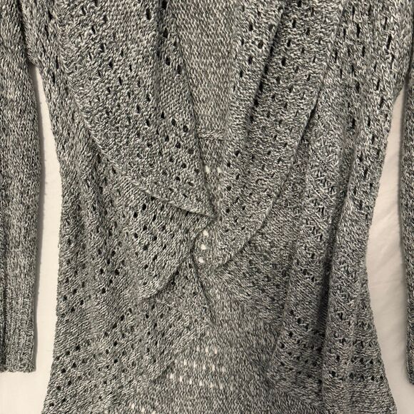 Debbie Morgan Open Front Crochet Style Shawl Cardigan Gray Women's Size Medium - Picture 2 of 10